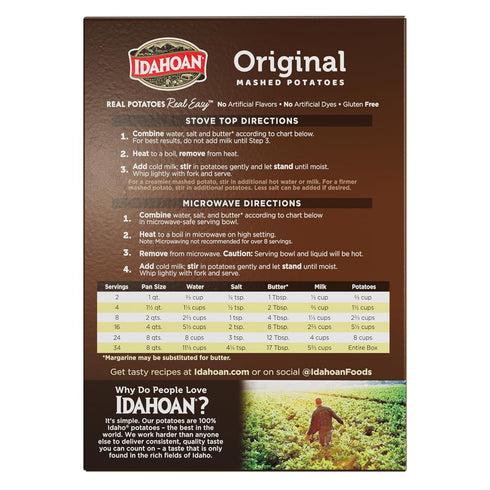 26.20 oz (pack 8) Idahoan Original Mashed Potatoes, Value Size