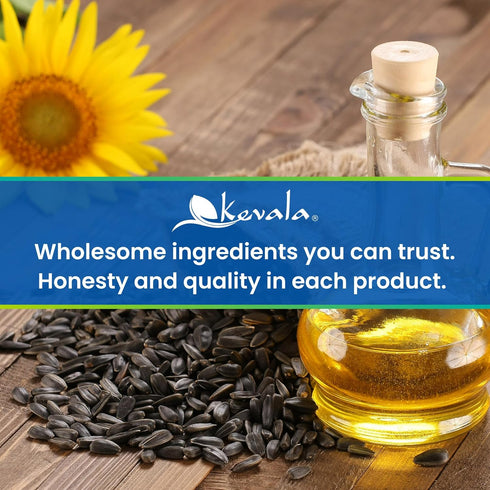 64 oz, 1/2 Kevala Organic Sunflower Oil - Oil for Cooking and Baking Processed in a Facility Free of Tree Nuts