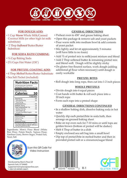(13.1 (Pack 1), Mom's Place Gluten Free Soft Pretzels with Sea Salt Mix, Soft Pretzel Making Kit Ounce of Pretzels)
