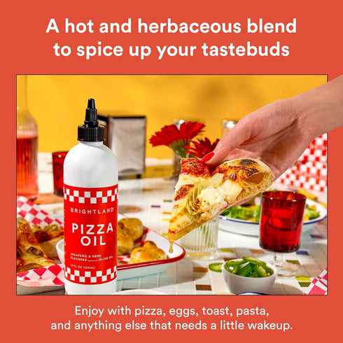 12 Oz Brightland Pizza Oil with Extra Virgin Infused Olive Oil - Herbaceous Oil for Dipping & Dressing - Premium