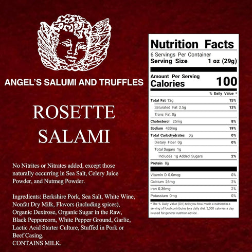 Rosette 5.5 oz (5.5oz (Pack 3)) Angel's Salumi French Salami Gourmet Artisanal Charcuterie Humanely Raised