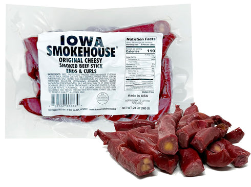 Iowa Smokehouse Cheesy Beef Sticks Ends and Pieces, Jerky Beef Tips, Bulk