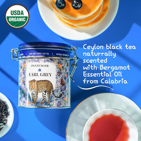 Pantenger Earl Grey Tea Bags | Organic Ceylon Black Tea with Bergamot Essential Oil | 20 Sachets, Packed in USA