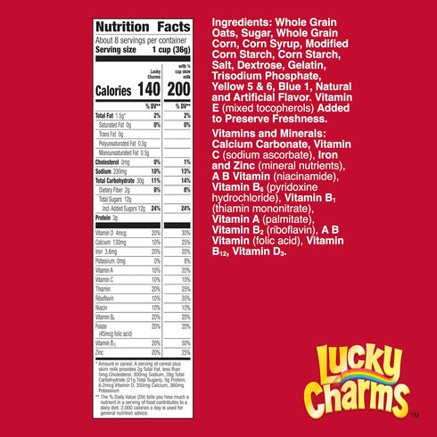 10.5 OZ St Patricks Day Lucky Charms Cereal with Marshmallows