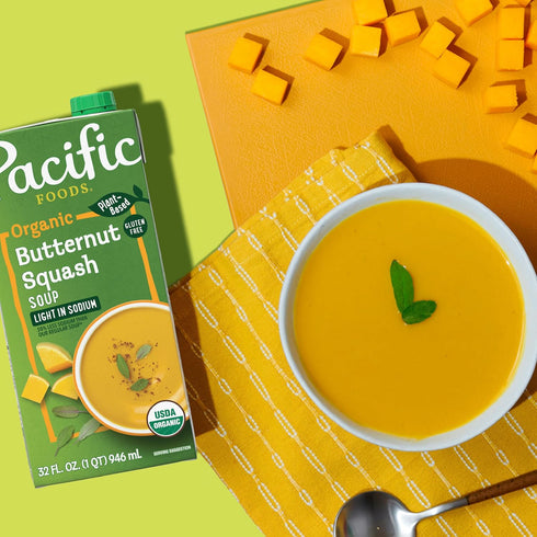 32 oz Pacific Foods Light in Sodium Organic Butternut Squash Soup, Carton