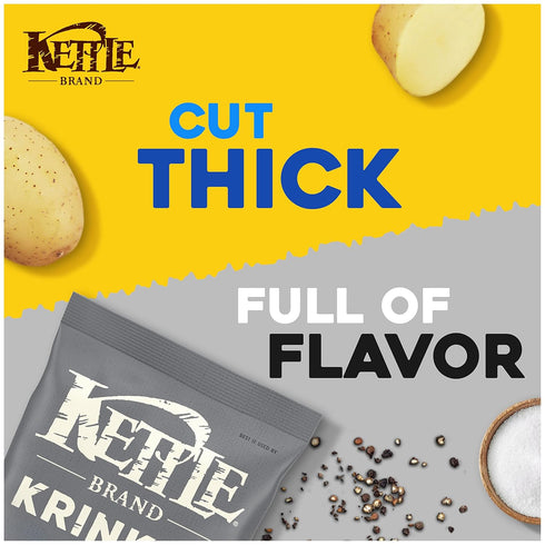 Kettle Foods Potato Chips, Krinkle Salt & Fresh Ground Pepper, 5 Oz