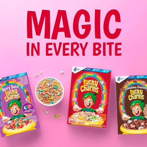 18.6 oz Lucky Charms Gluten Free Cereal with Marshmallows, Kids Breakfast Cereal, Made with Whole Grain, Family Size