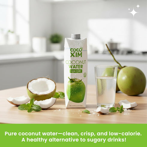 33.8 oz (Pack 12)| |100% COCOXIM Ready to Drink Pure Coconut Water - of Zero Added Sugar Natural & Fresh