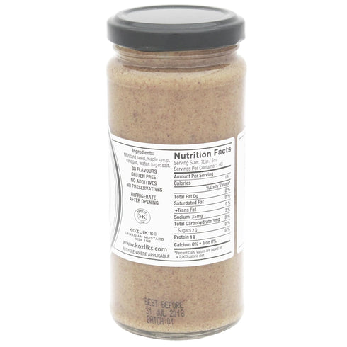 Kozliks 8.5oz Amazing Maple Sweet Brown Yellow Dijon Natural Gluten Free Non-GMO Mustard, Jar
