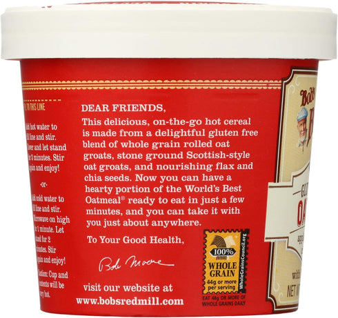 2.36 Pack 12 Bob's Red Mill Gluten-Free Apple Cinnamon Oatmeal, Ounce