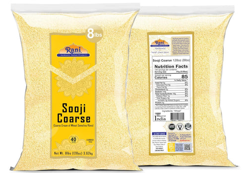 128oz (8lbs) 3.63kg Rani Sooji Coarse (Farina, Suji, Rava, Rawa, Wheat Semolina) Flour Bulk ~ All Natural | Vegan |