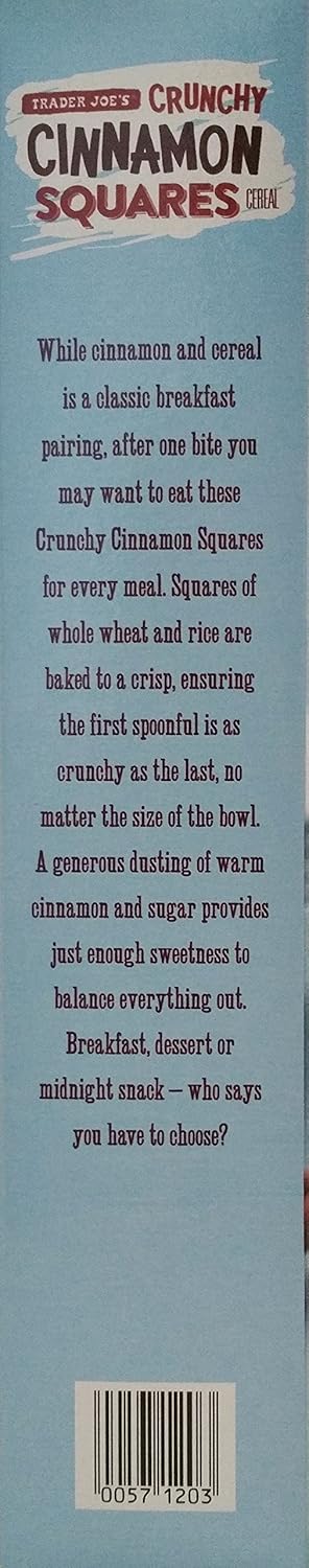Trader Joe's 12.2 Oz (346g) Trader Joes Crunchy Cinnamon Squares Cereal Net Wt.