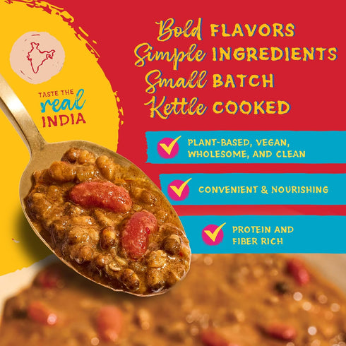 6-Pack 10oz Truly Indian Spiced Lentil & Bean Chili (Dal Makhani) Authentic Traditional Ready to Eat Indian food - Made