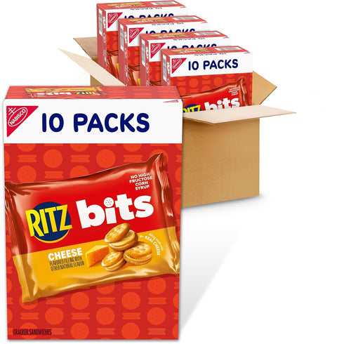RITZ Bits Cheese Sandwich Crackers, Bulk Lunch Snacks, 40 Snack Packs (4