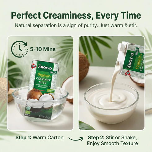Aroy-D 33.8 Oz (Pack 6) Organic Coconut Milk Fl