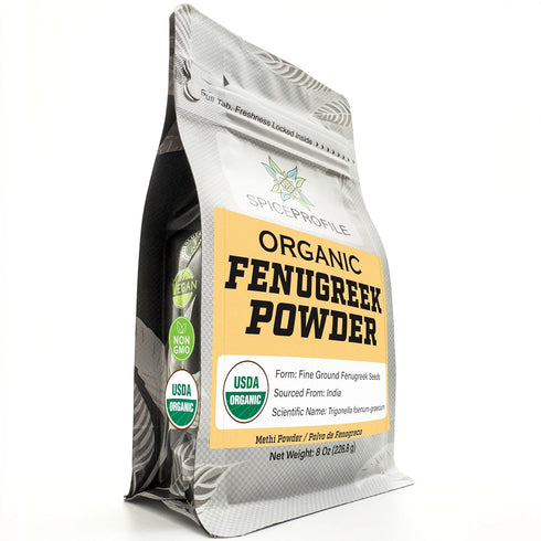 Spice Profile USDA Organic Fenugreek Powder, Lab Tested, Resealable 8 oz Pouch,