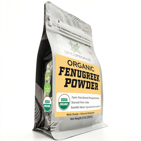 Spice Profile USDA Organic Fenugreek Powder, Lab Tested, Resealable 8 oz Pouch,