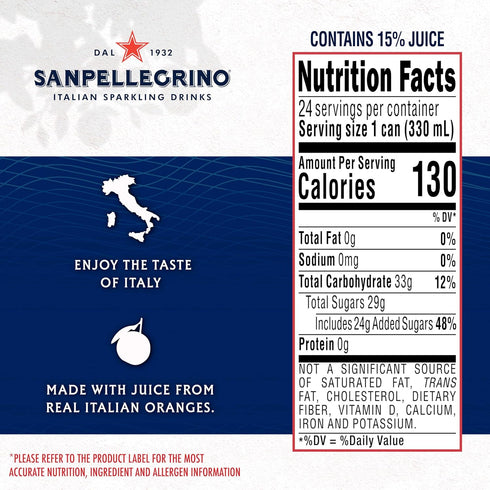 11.15 Oz (Pack 24) Sanpellegrino Italian Sparkling Drink Aranciata Rossa, Sparkling Orange and Blood Orange Beverage