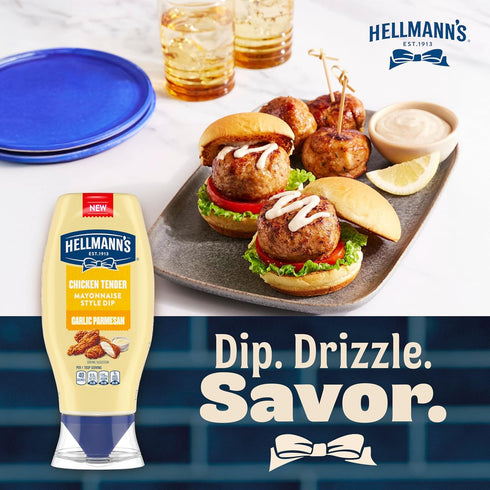 11.5 Oz Hellmann's Garlic Parmesan Chicken Tender Mayonnaise Style Dip Garlic Parmesan Delicious Flavor No Artificial