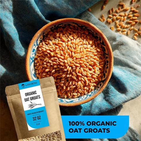 2 lb 100% Organic Oat Groats Whole Oats, Whole Grain, Gluten Free, Non-GMO Organic Oats High Fiber Breakfast & Meal
