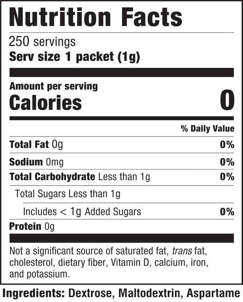 NatraTaste 250 Packets (1 pack) Blue Zero Calorie Sweetener, Bulk Sugar Substitute for Coffee, Iced Tea, Lemonade, Hot