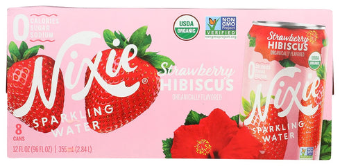 Nixie Sparkling Water, Water Sparkling Strawberry Hibiscus Organic, 12 Fl Oz, 8