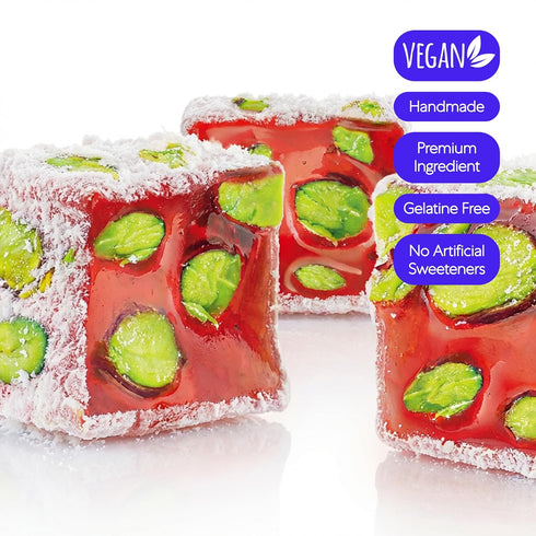 3.5oz (Pack 1), Hazer Baba Turkish Delight Pistachio Candy, Pomegranate Flavored, of Gourmet Snack Box, Traditional