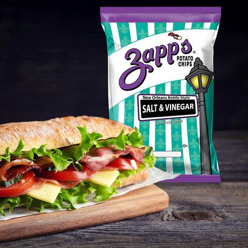 (2 oz 25 Count), Zapps New Orleans Kettle-Style Potato Chips Salt and Vinegar Flavor Bags, Crunchy Chips with a Spicy