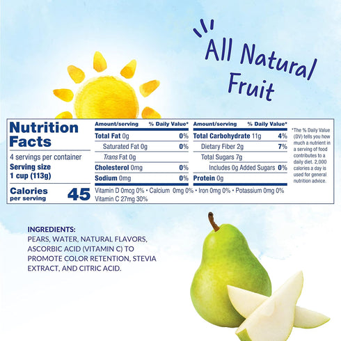 4oz 24 (Pack 2) Dole Fruit Bowls No Sugar Added Snacks, Diced Pears Cups, Gluten & Dairy Free, Bulk Lunch Snacks