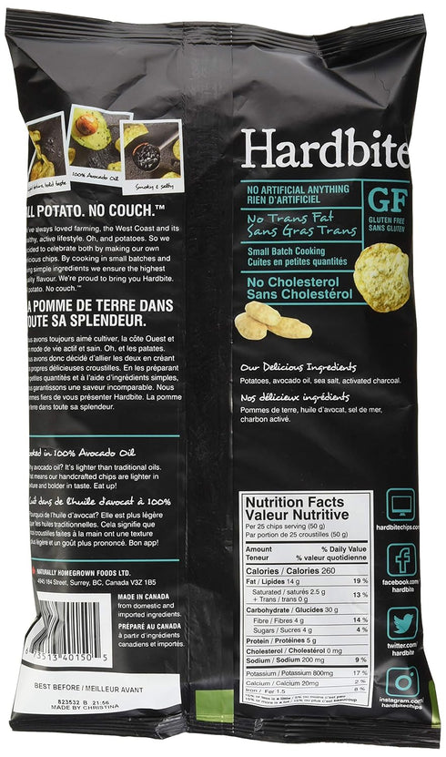 Hardbite 128 Black Sea Salt Avocado Oil Potato Chips, GR