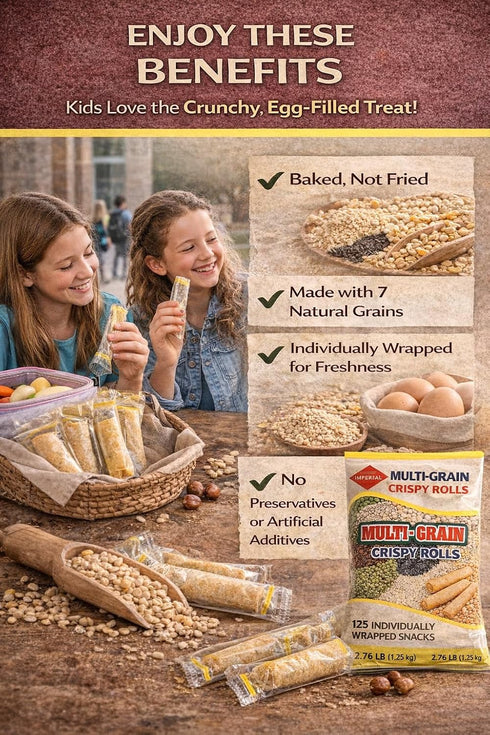 Generic 7 Pack 125 Count (43.75 oz) Multi Grain Crispy Rolls - Baked Healthy Snacks, Natural Grains, Zero