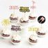 24 Pcs Happy New Year Cupcake Toppers, Glitter Rose Gold and Gold, Cheers to 2025 Decoration