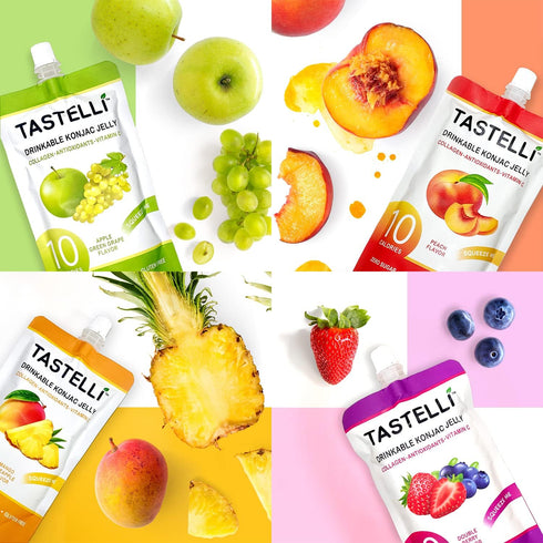 Pack (18 1000 10 Tastelli Konjac Jelly Variety Pouches) - mg Collagen + Vitamin C + Antioxidants - Calories, Vegan