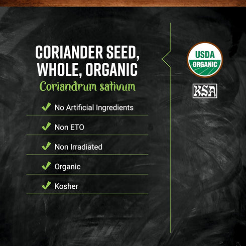 1-pound Frontier Co-op Organic Whole Coriander Seed, Bulk Bag, Rich, Bright Aroma, Slight Citrus Undertones