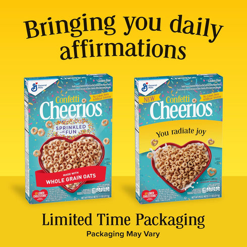 11 oz Confetti Cheerios Breakfast Cereal, Gluten Free, Made with Whole Grain Oats