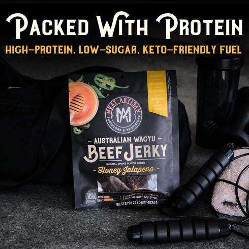 3oz (85g) Meat Artisan Beef Jerky - Australian Wagyu Honey Jalapeo - High Protein Snack - Gluten Free No MSG - Premium