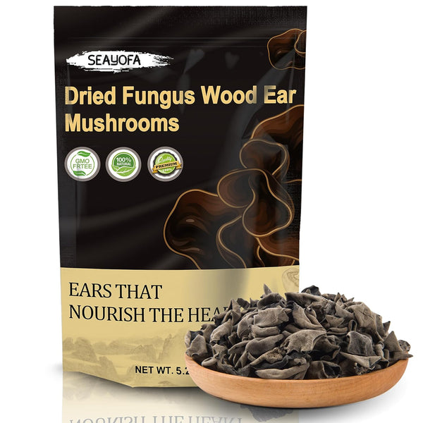 5.29oz Dried Black Fungus Premium Wood Ear Mushrooms, All-Natural, Vegan, Gluten-Free, Ideal