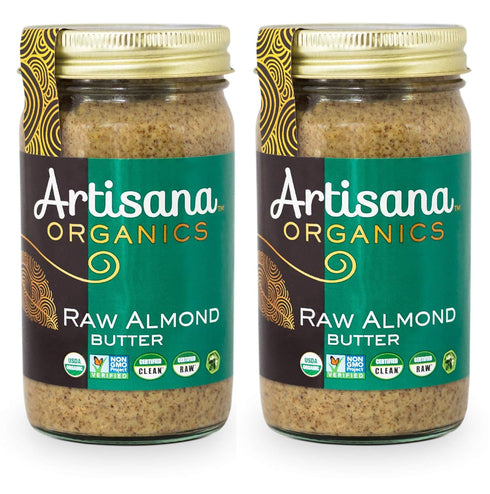 (2 Pack, 14oz Artisana Organics Raw Almond Butter Jars) | USDA Organic, No Sugar Added, No Palm Oil, Vegan, Paleo