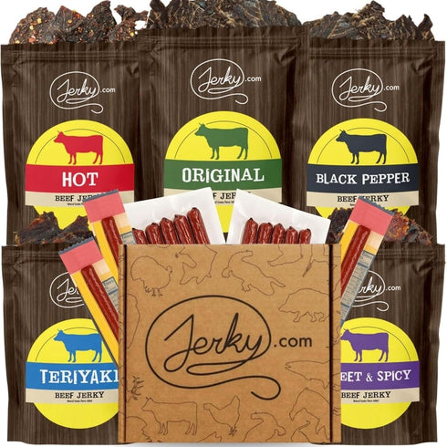 Jerky.com 21 Pieces of Beef Jerky Variety Pack & Meat Stick Gift