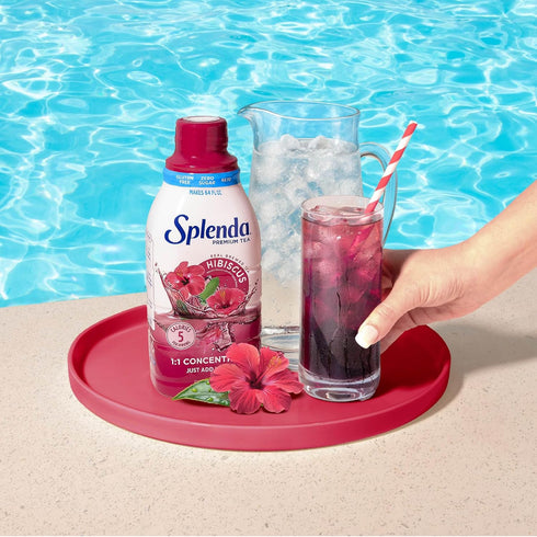 1:1 32 Oz SPLENDA Premium Hibiscus Tea Concentrate, Zero Sugar, Gluten Free, Real Brewed Tea, Fl