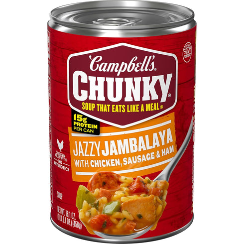 Campbells Chunky Soup, Jazzy Jambalaya with Chicken, Sausage and Ham Soup, 16.1