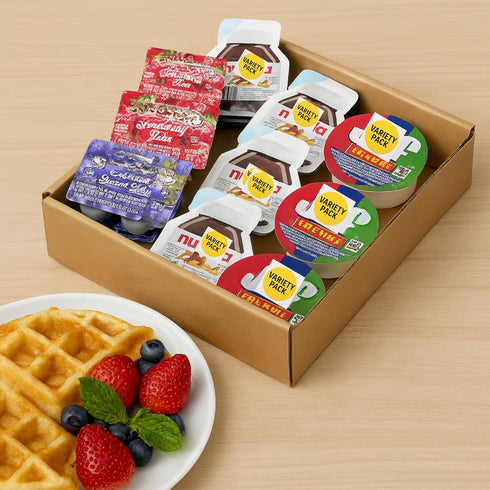 Movelo Pack 40 Packs Breakfast Spreads Variety Single-Serve Portion Cups Peanut Butter, Hazelnut Cocoa Spread
