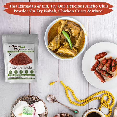 The Spice Way Premium Ancho Chile, Pure Ancho Chilli Powder (4 oz) in Resealable Bag