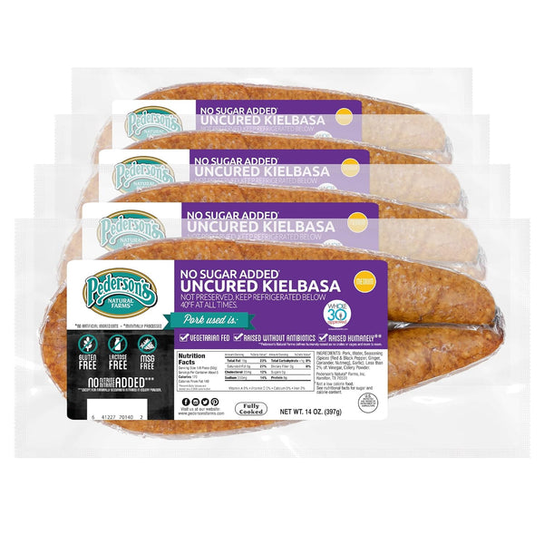 Pedersons Farms, Uncured Kielbasa Rope Sausage, Whole30 (4 Pack, Pork, Use/Freeze) 14oz