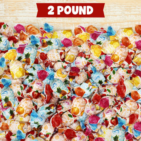 2 120 Bulk Fruit Filled Hard Candy Pound, Holiday Candy - Individually Wrapped Assorted Fruity Candies with Soft Center