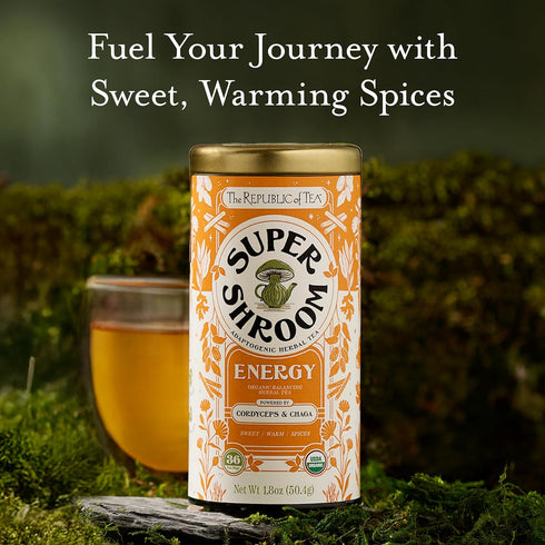 36 Count The Republic of Tea SuperShroom Energy Cordyceps and Chaga Herbal Tea, Organic Cinnamon, Ginger and Chicory