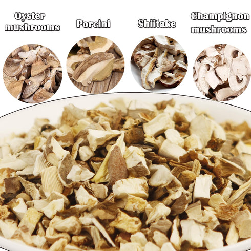 VIGOROUS MOUNTAINS Dried Assorted Mushrooms Granules - Culinary Mushrooms Including Shiitakes, Champignon, Porcini,