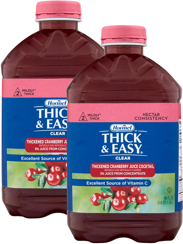 Thick & Easy Clear Thickened Cranberry Juice Cocktail Flavored Drink, Nectar Consistency,
