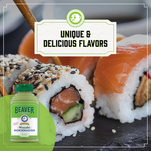 12.5 oz Beaver Brand Extra Hot Wasabi Horseradish sauce, squeeze bottle