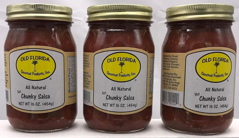 Old Florida Gourmet Salsa Hot Chunky, 16 Ounce - PACK OF 3